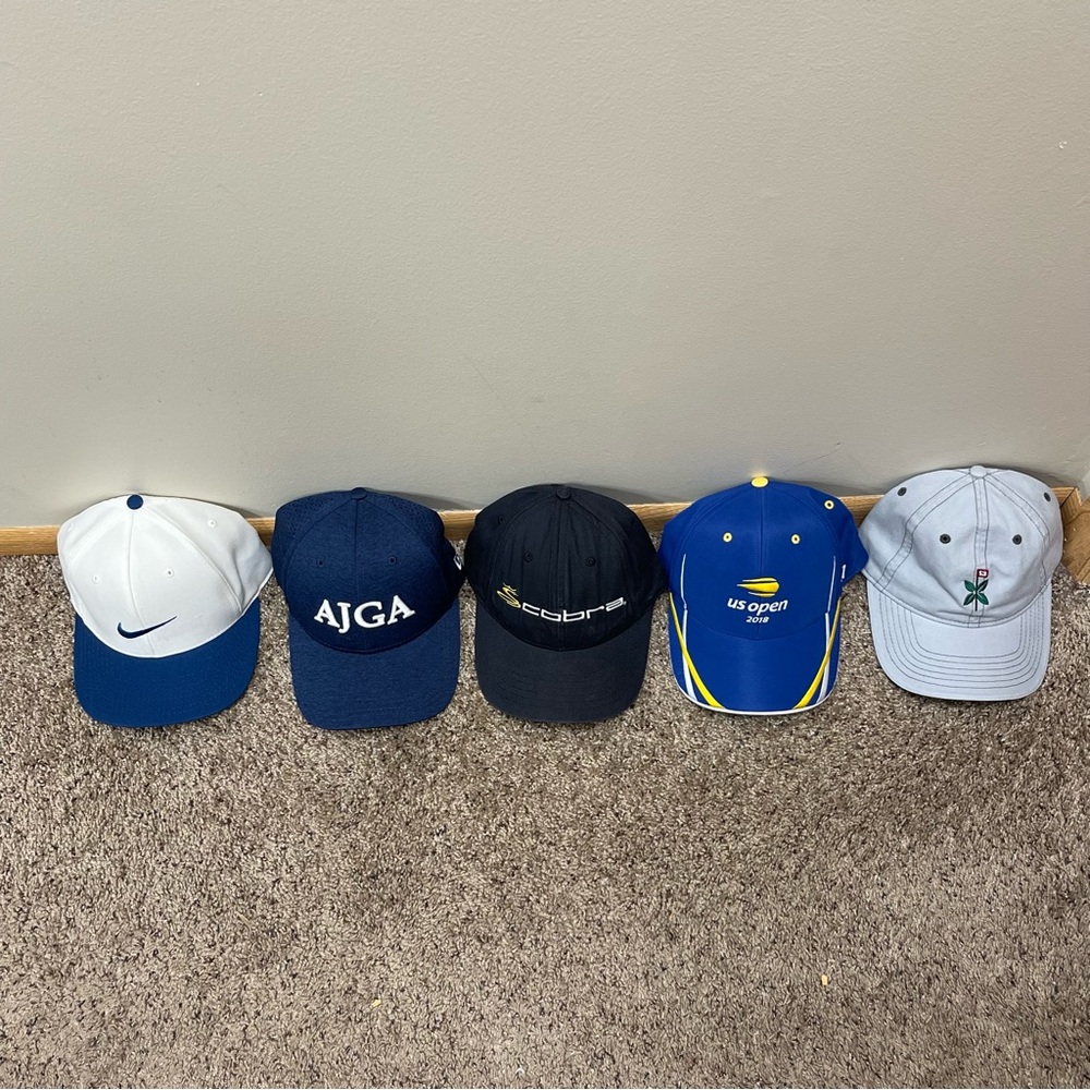 Men’s Golf Variety Hats Lot Of 5 Nike Golf Us Open Cobra AJGA